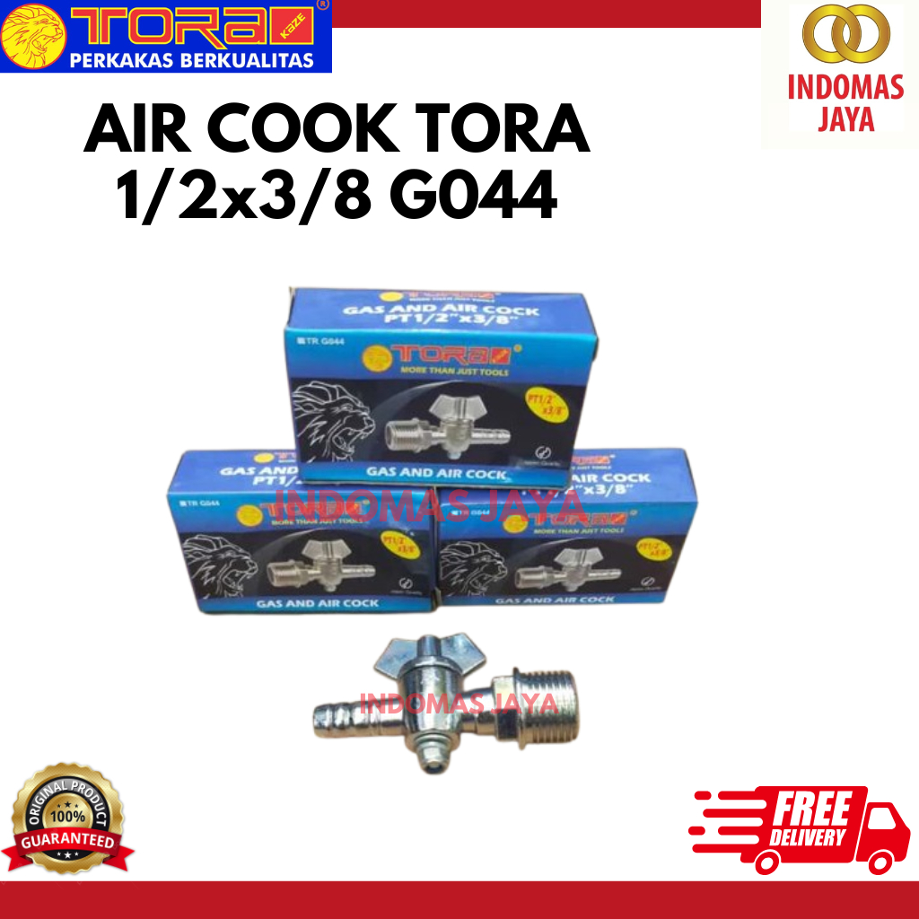 TORA Kran Angin - Keran Gas - Stop Kran - Air Cock 3/8" X PT 1/2
