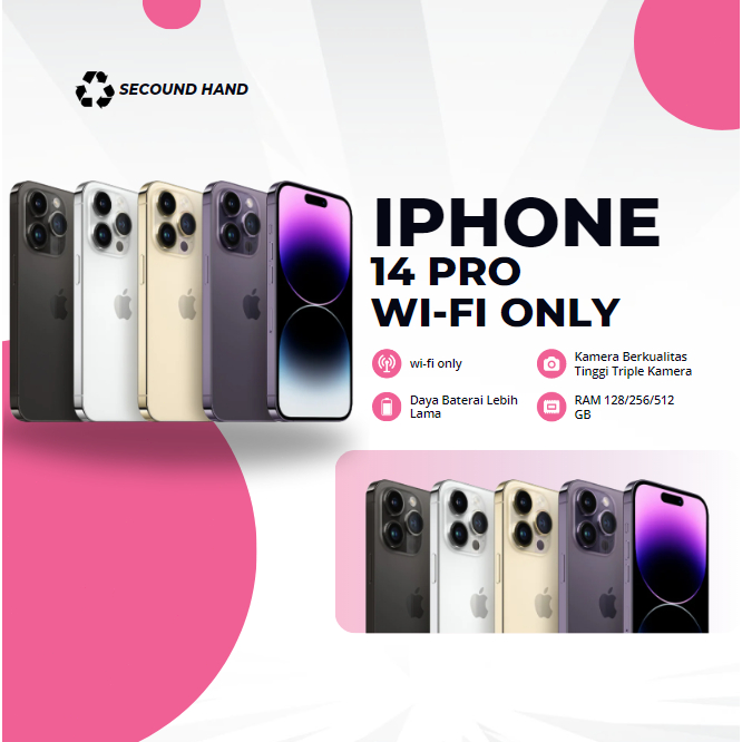 SPayLater IPHONE 14 PRO WIFI ONLY 128GB/256GB SECOND FULLSET