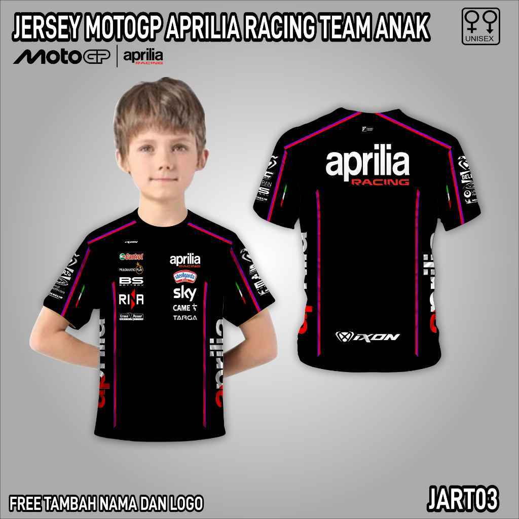 Jersey moto gp baju anak racing team aprilia kaos motogp