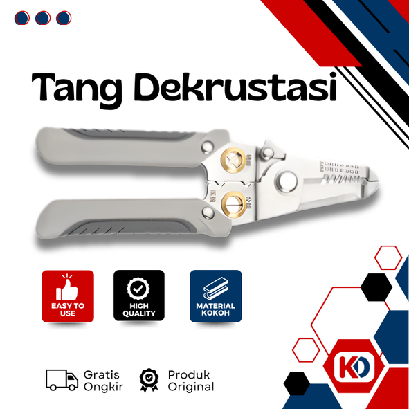 KONGDO Tang Dekrustasi Kabel Pengupas Kawat Multi Alat Tang Alat Perbaikan Kawat Pemotong Pengupas
