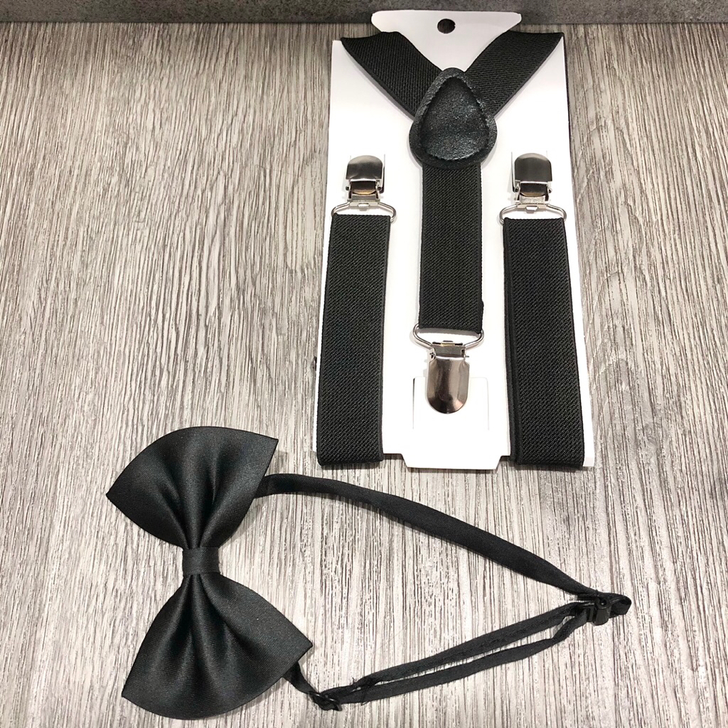 Set suspender & dasi kupu anak/Suspender anak premium/Suspender hitam elegan/Dasi kupu & suspender h