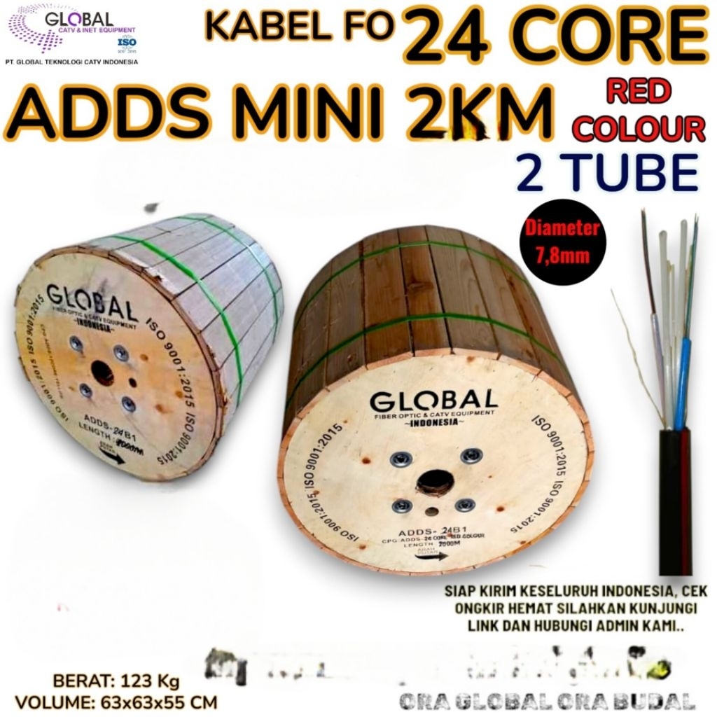 24 CORE ADDS 2KM 2 TUBE RED