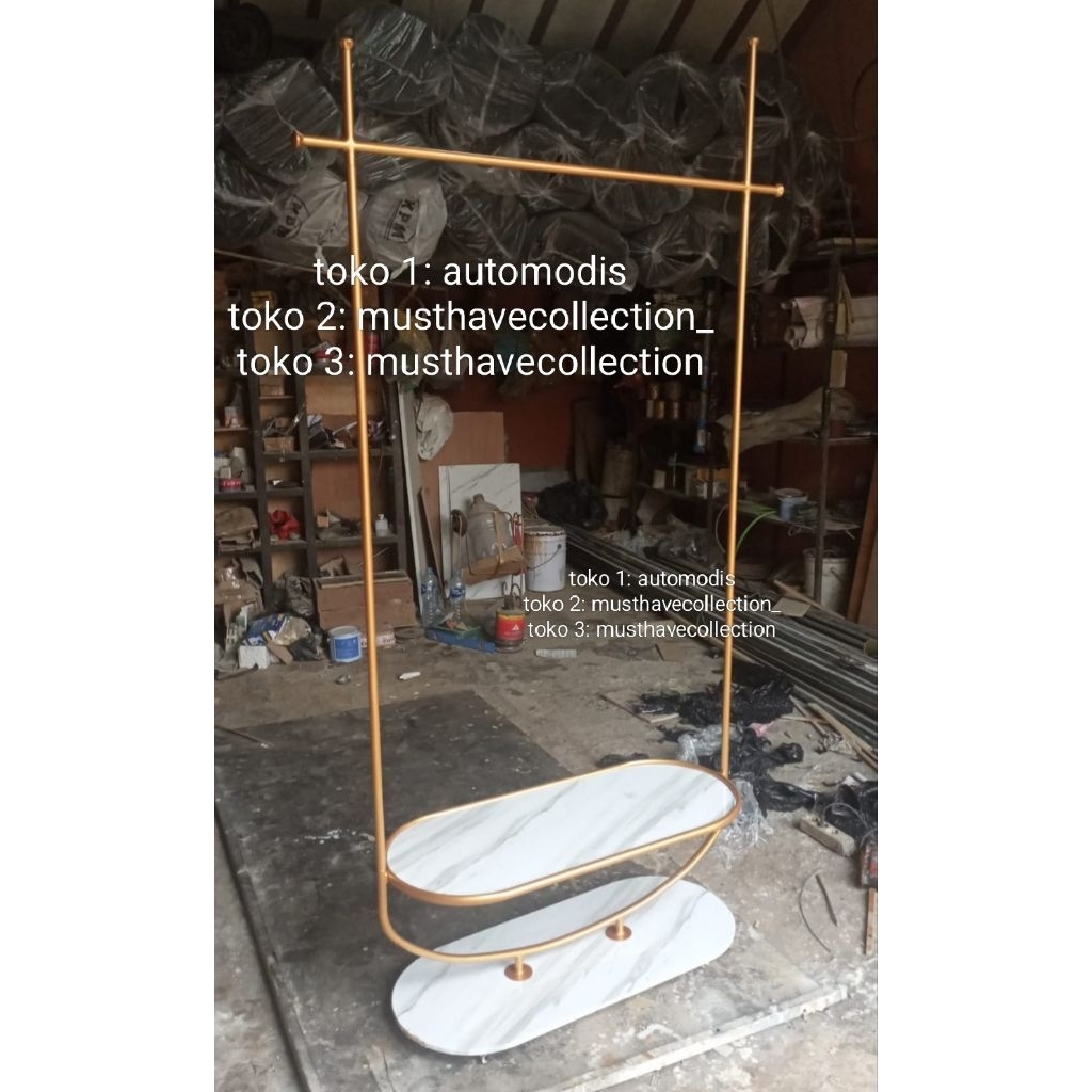 GAWANG BAJU TINGGI KOKOH JUMBO KUAT MEWAH TIANG PAKAIAN GANTUNGAN DISPLAY BONGKAR PASANG RAKIT KNOCK