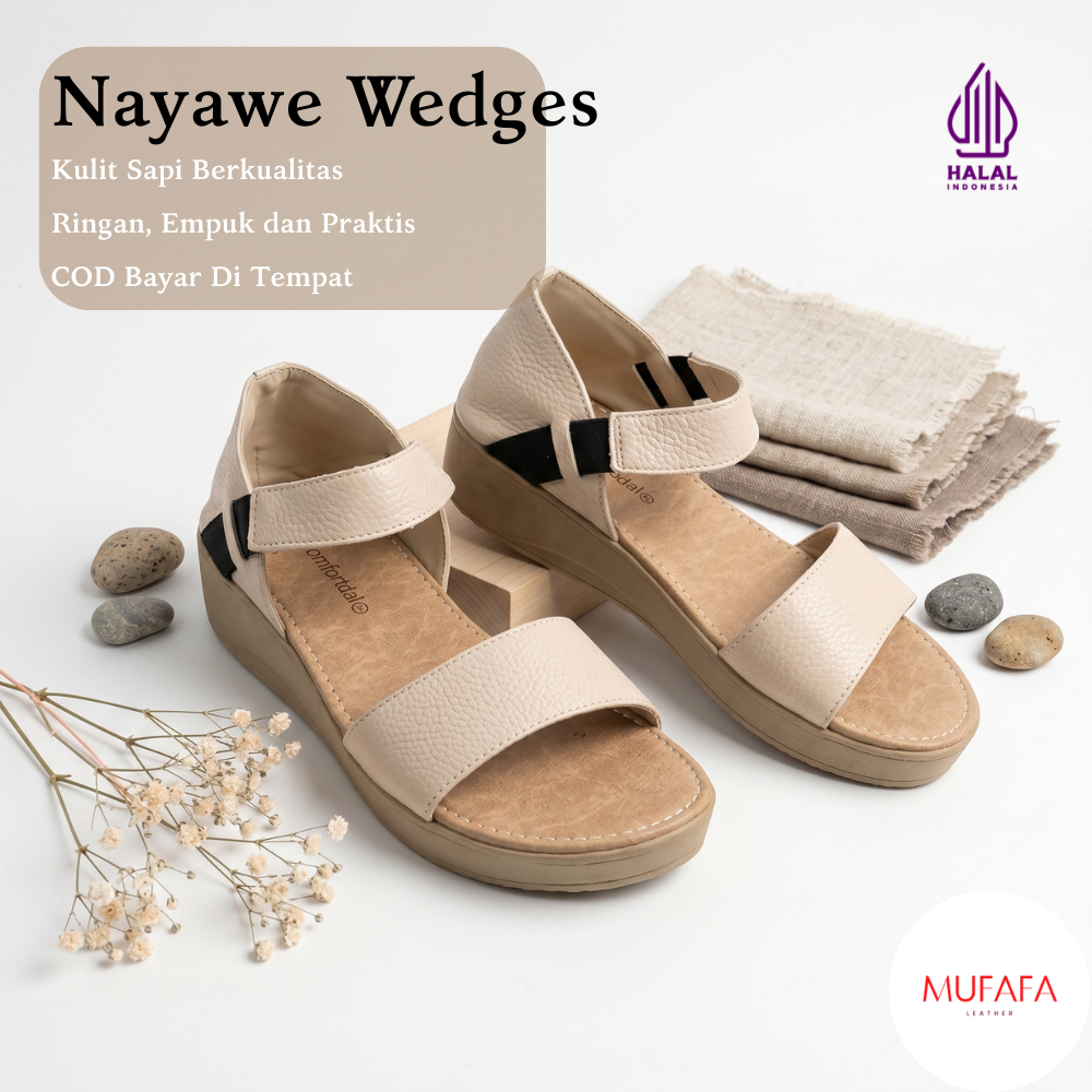 Sandal Sendal Wedges Tali Kulit Asli Leather Arjuna Nayawe