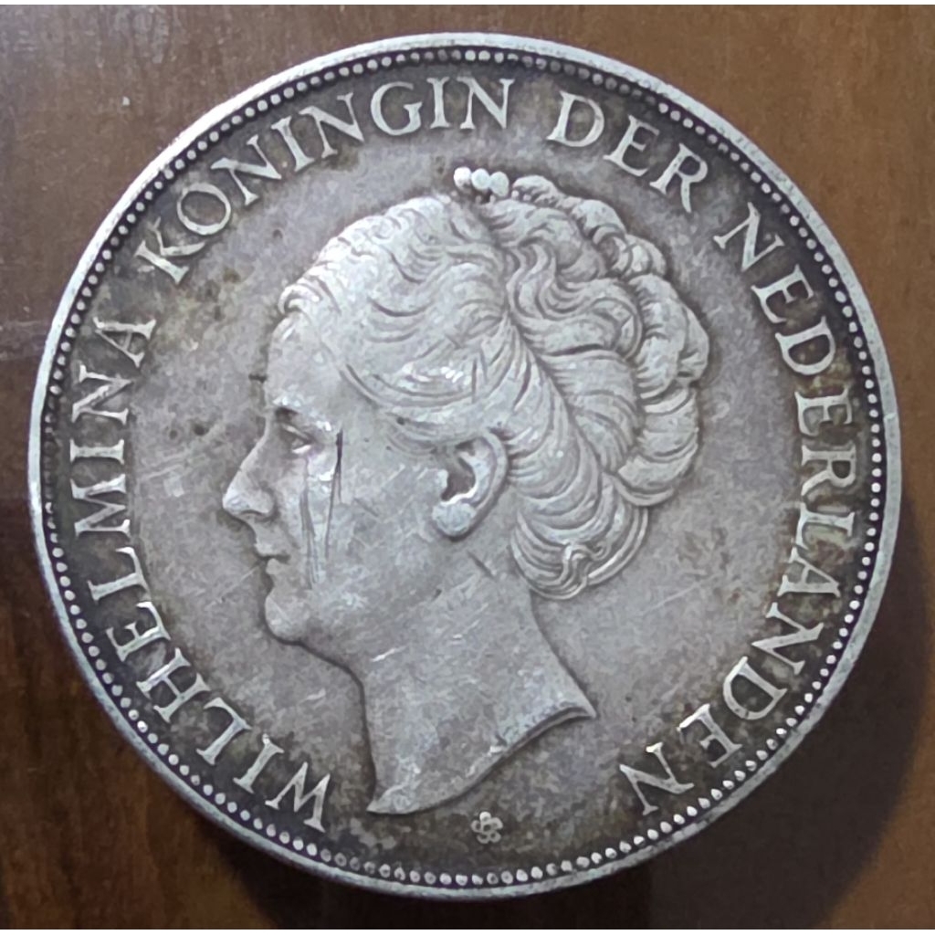 Koin Perak 2½ Gulden 1930 Wilhelmina (VF)