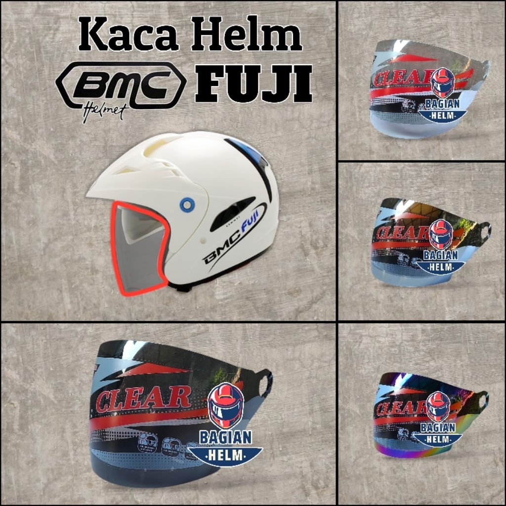 BAGIANHELM Kaca Helm BMC FUJI Bening Hitam Silver
