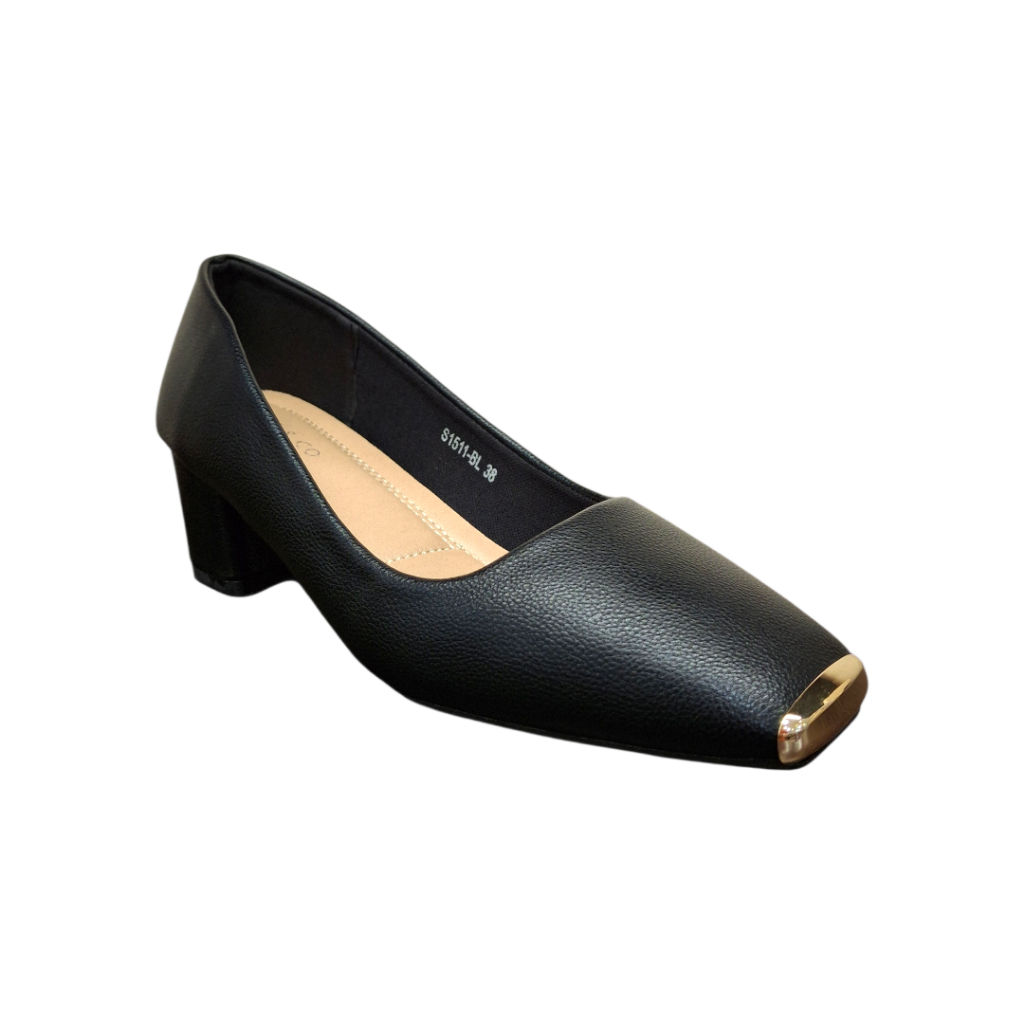 STEVE & CO S1511 Sepatu Pantofel Wanita Warna Black Hak 5cm