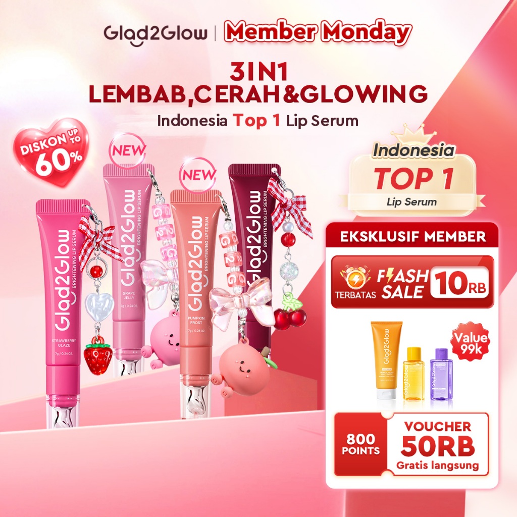 [New shades ]Glad2Glow×GGBaby Special Edition BRIGHTENING LIP SERUM 7g Ready Stock Mencerahkan, Mele