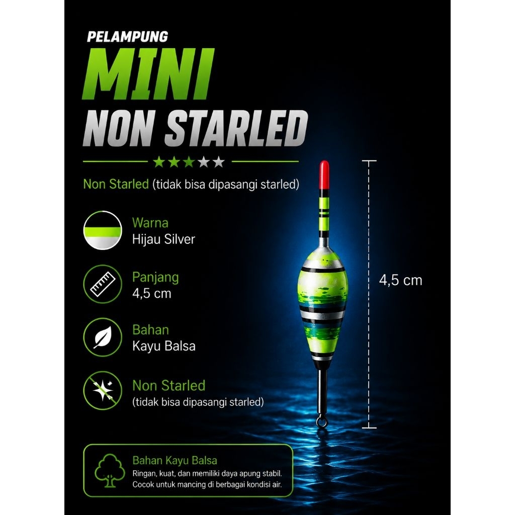 Pelampung pancing mini non starled body ramping 4,5 cm cocok buat mancing wader nila ikan kecil lain