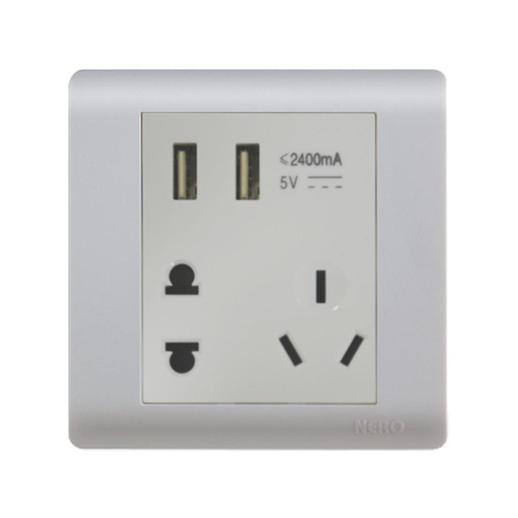 NERO STOP KONTAK + USB CASA F1689 WHITE