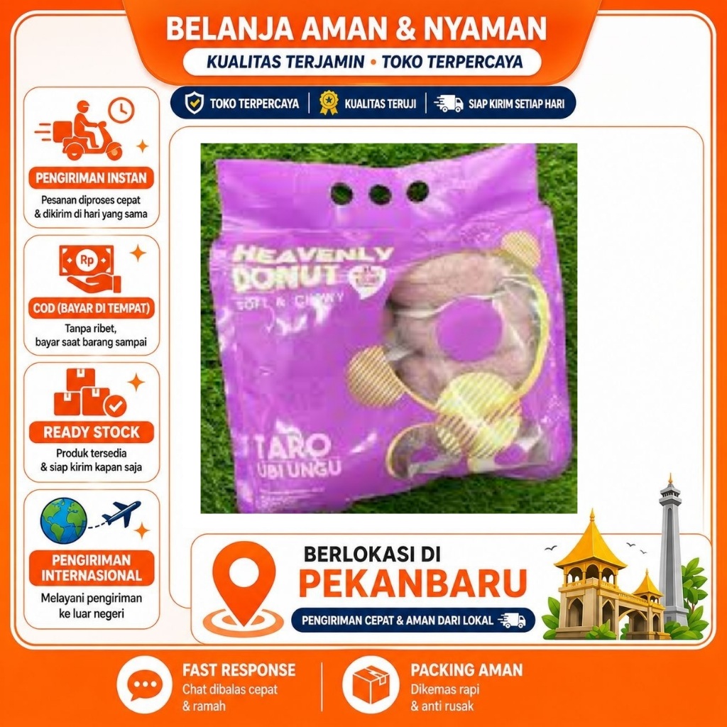 [SDW] pekanbaru/10pcs Heavenly Kitchen Donut Ubi Ungu Taro Soft Chewy Tekstur Donat Frozen Halal