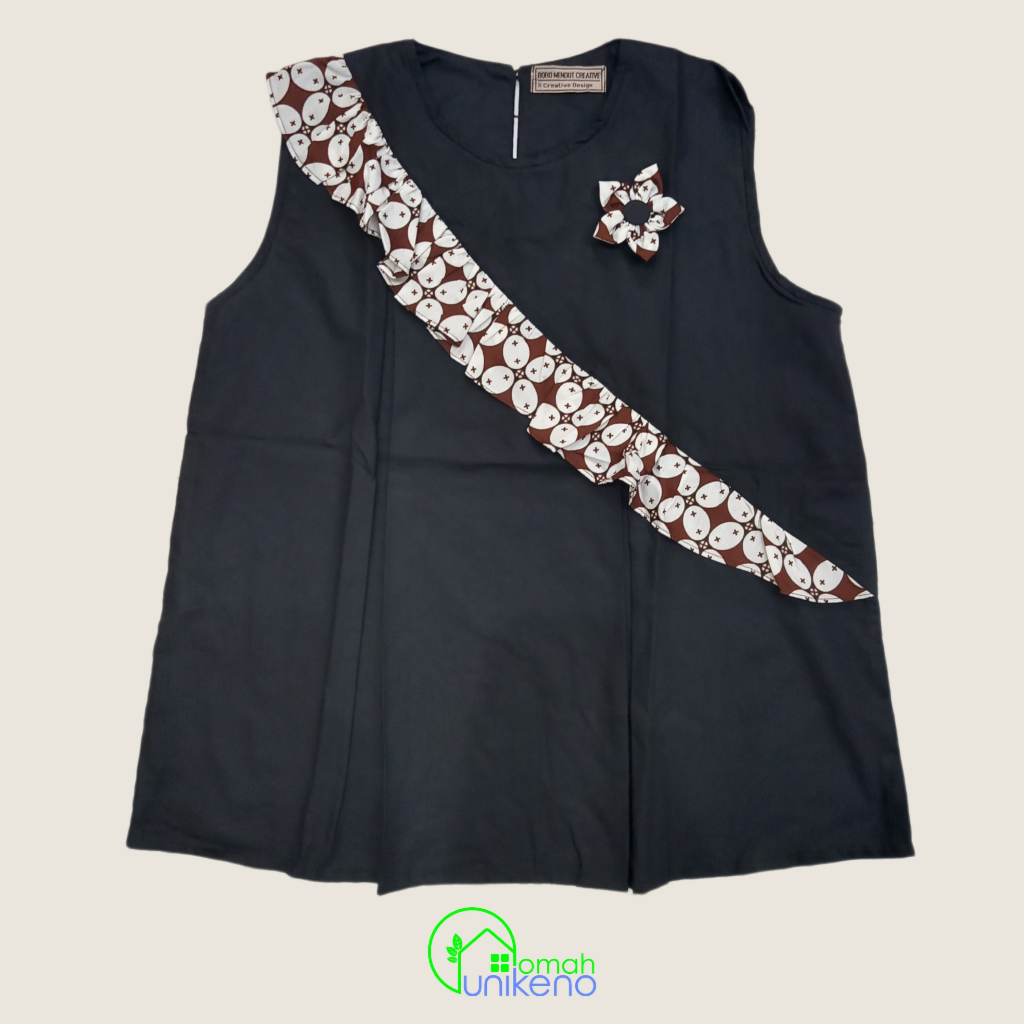 Blouse Tanpa Lengan Batik Ruffle