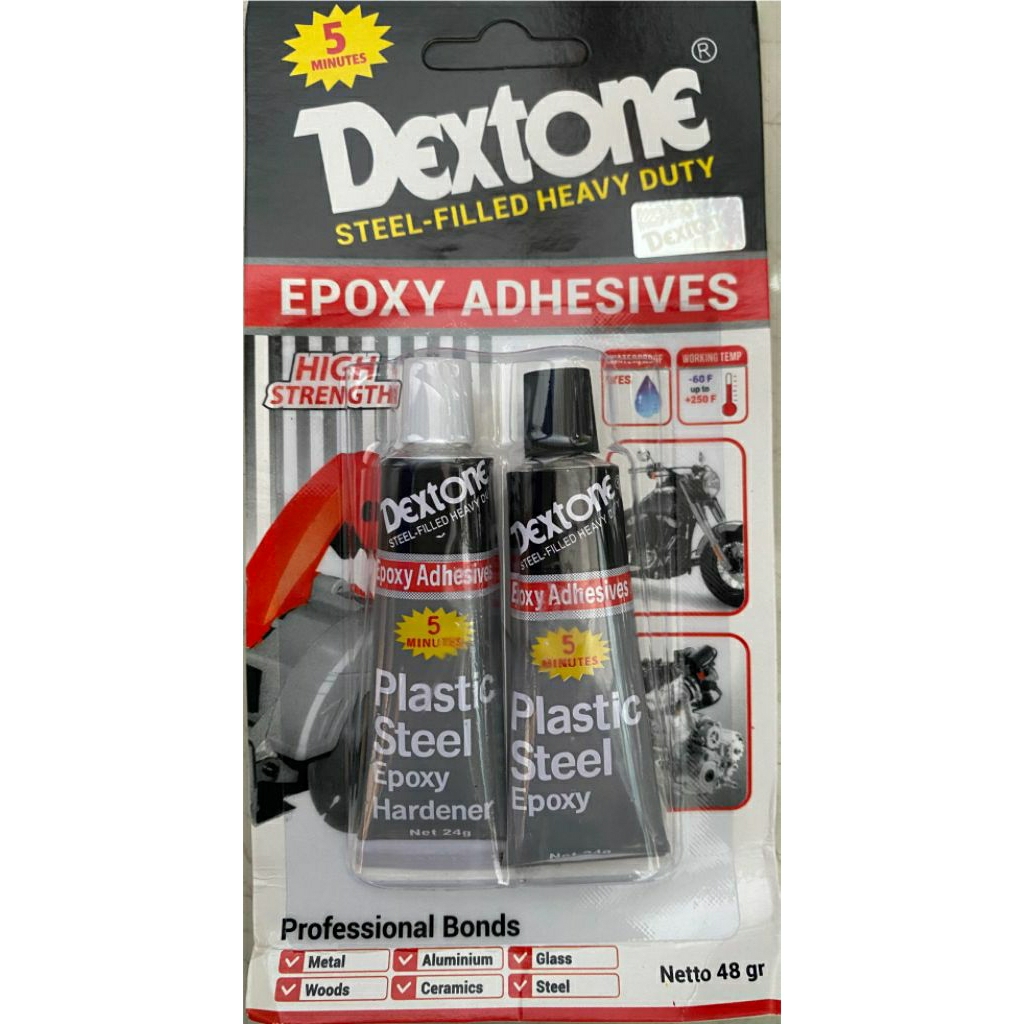 Lem Besi Dextone Plastic Steel - Lem Serbaguna, Keras, Tahan Panas dan Tekanan Tinggi