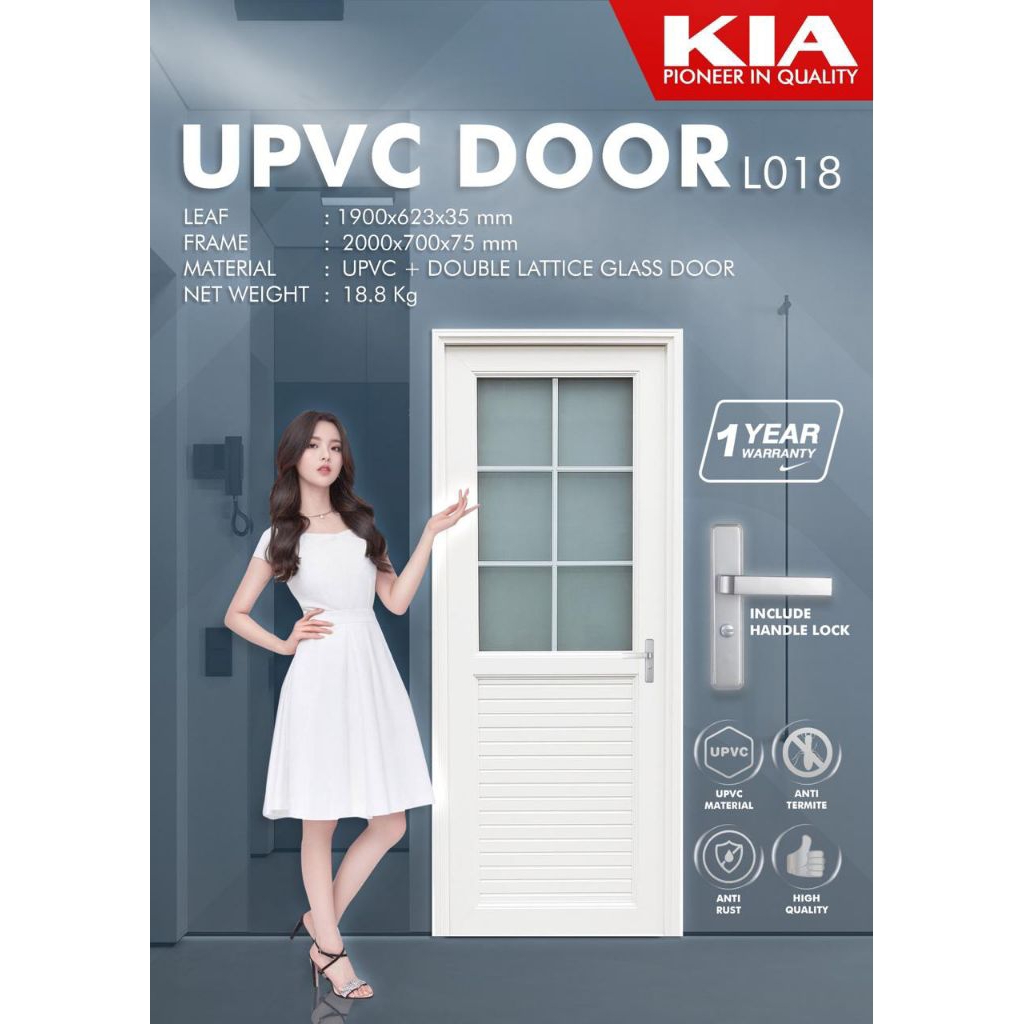 Pintu Kamar Mandi UPVC 70x200 L018 KIA