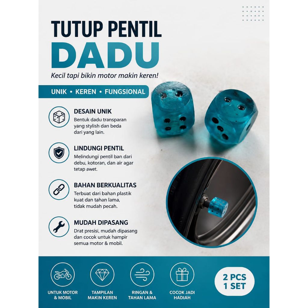 tutup pentil bentuk dadu sepasang