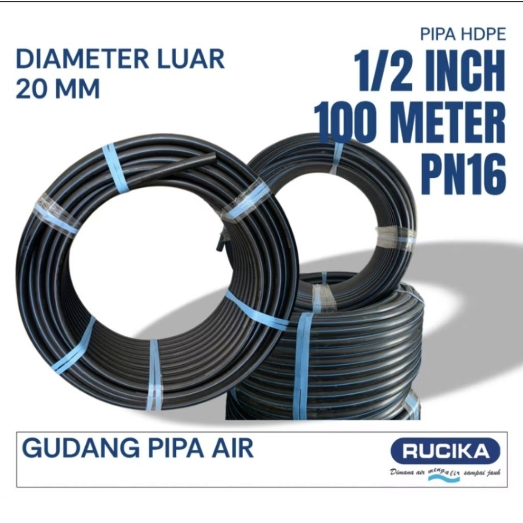 PIPA HDPE 100 METER 1/2 INCH RUCIKA PN16 SDR11