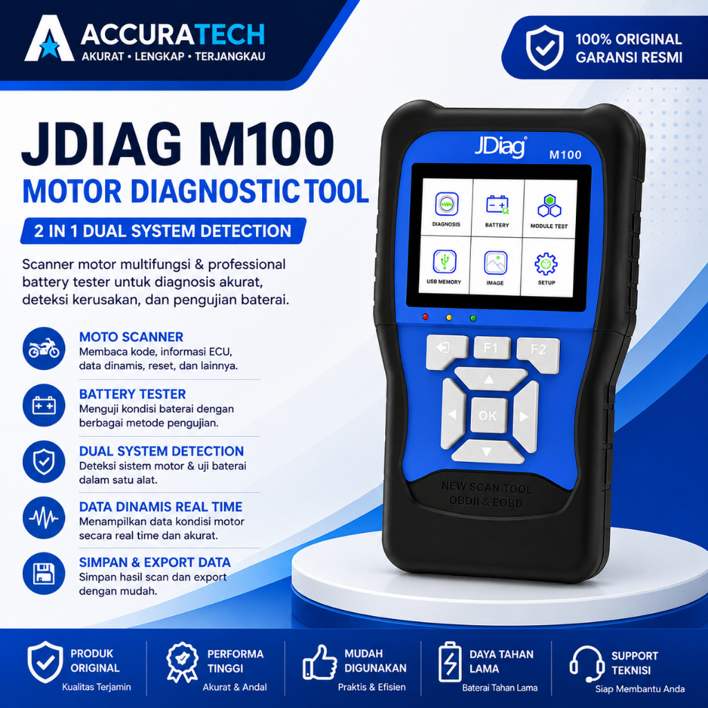 JDIAG M100 BIRU SCANNER MOTOR JDIAG M 100 SCAN SEPEDA MOTOR HONDA ECU OBD2