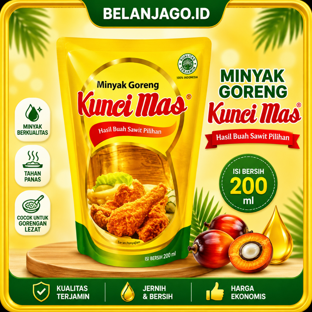 Minyak Goreng Kunci Mas 200ml Pouch Ecer & Grosir Murah - 1 Dus