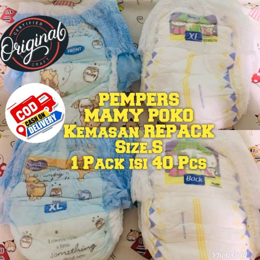 40 Pcs.Size.S.PAMPERS/POPOK Kemasan REPACK MAMYPOKO