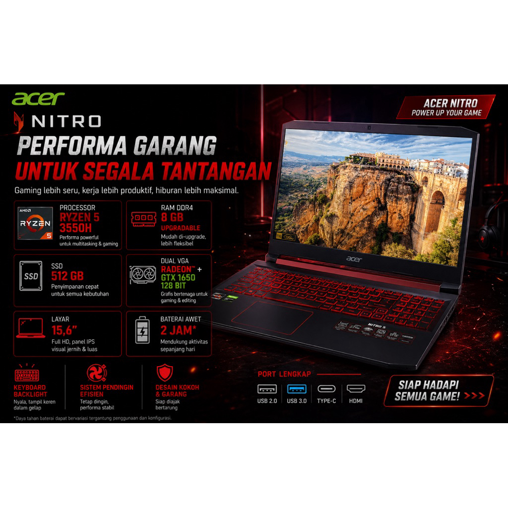 Acer Nitro Ryzen 5 ram 8 gtx 1650