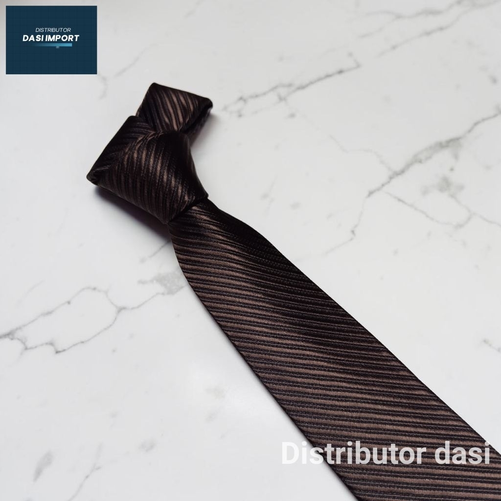 Dasi Panjang Pria Motif Garis Coklat Tua Coklat Muda Coklat Mocca Ukuran Medium 3 Inch Lebar 8cm