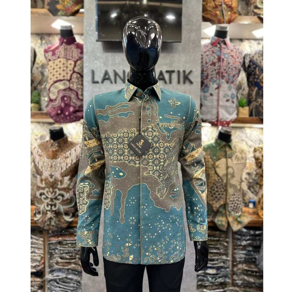 Lano Batik Tulis Prada Motif Truntum Bahan Dobby | Kemeja Batik Pria Lengan Panjang | PRD