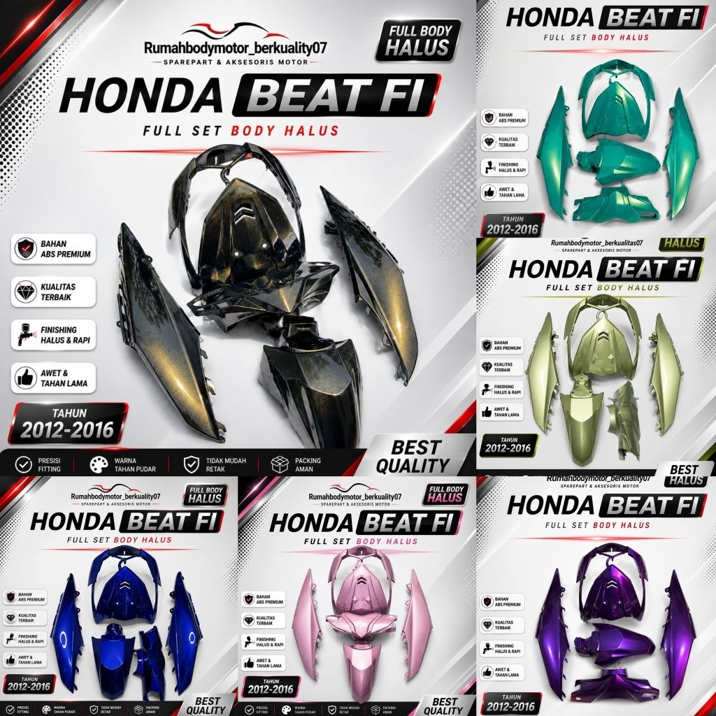 Honda Beat Fi Cover body full set body halus honda beat Fi tahun 2012 2013 2014 2015 2016 All Varian