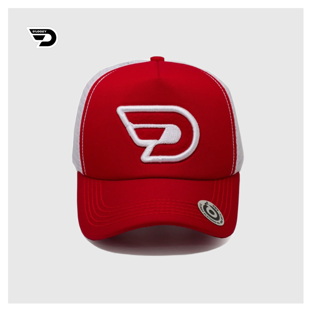 Topi Pria Keren Jaring DLOOZY Distro Original Merah Putih DLZTR-MMP
