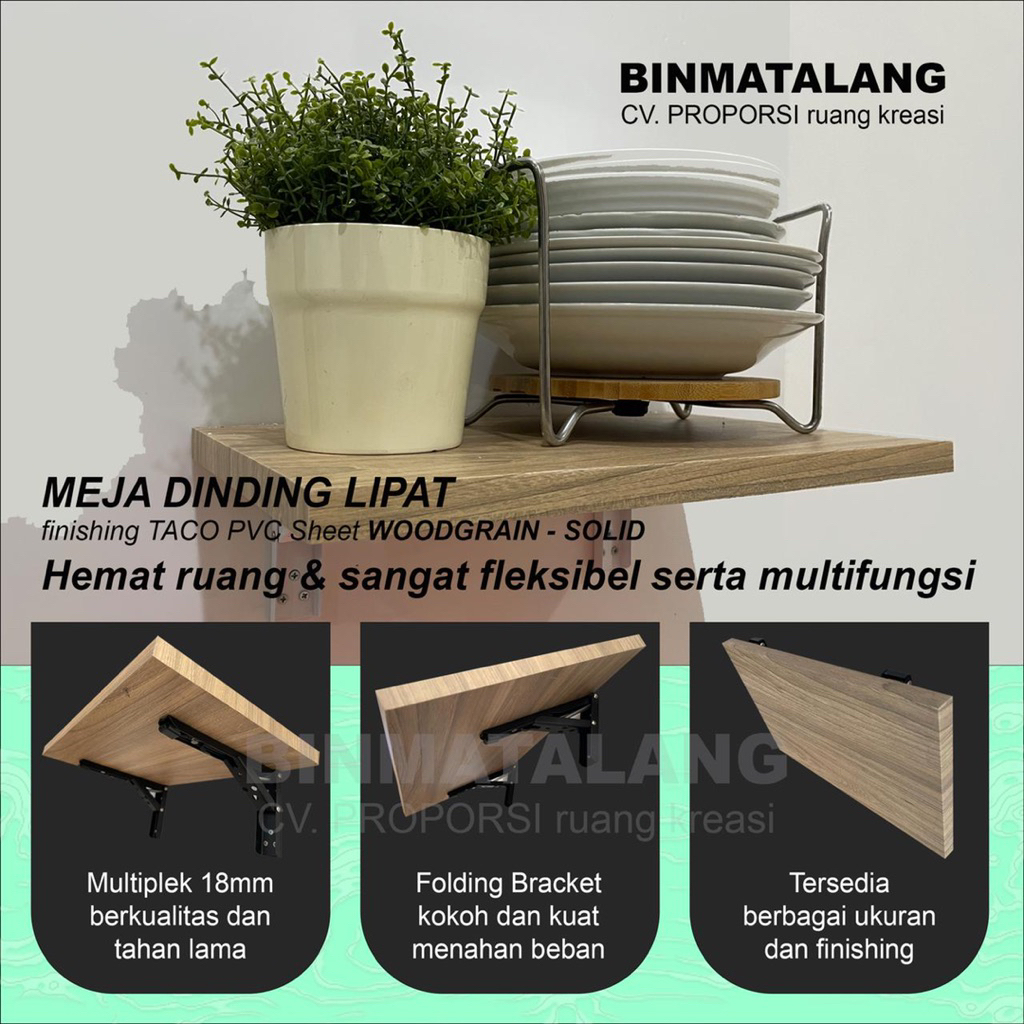 MEJA LIPAT DINDING WARNA URAT KAYU
