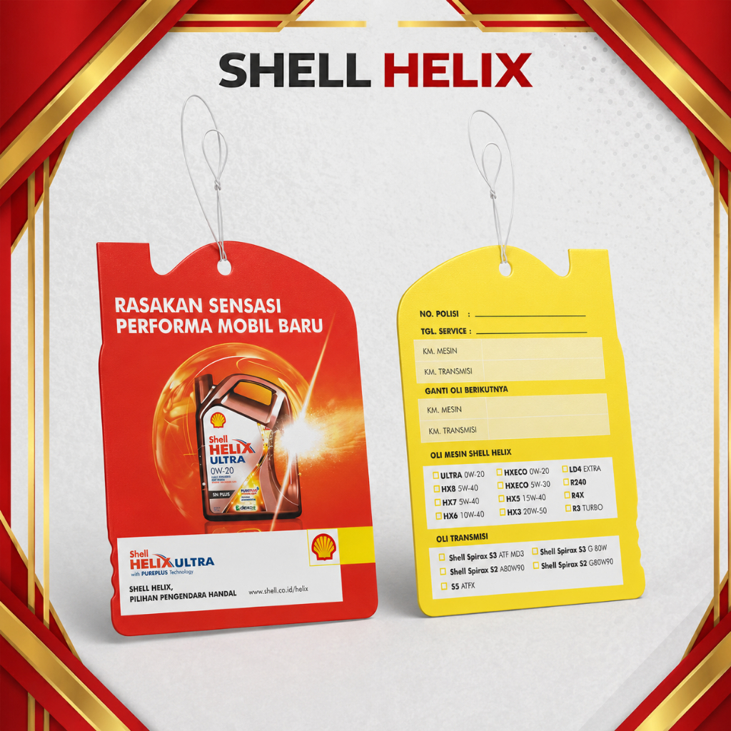 KARTU GANTI OLI SHELL  || Kartu pengingat pergantian oli Berikutnya Untuk Mobil & Motor