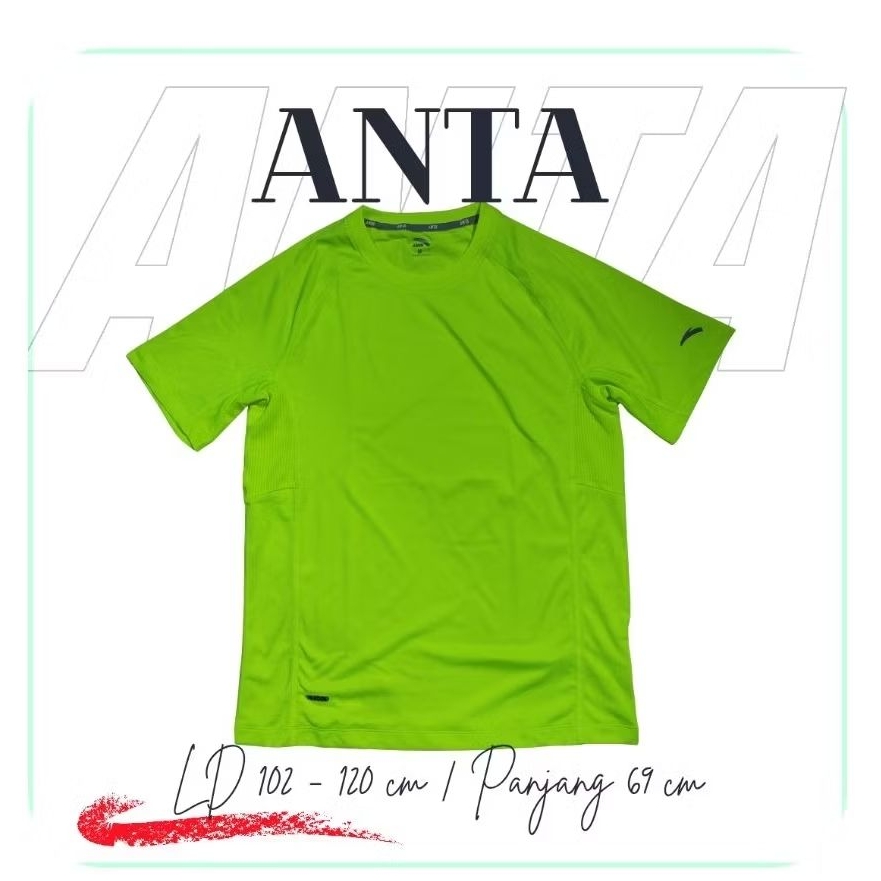 anta kaos olahraga | Running Tee | Running gear | hijau Stabilo