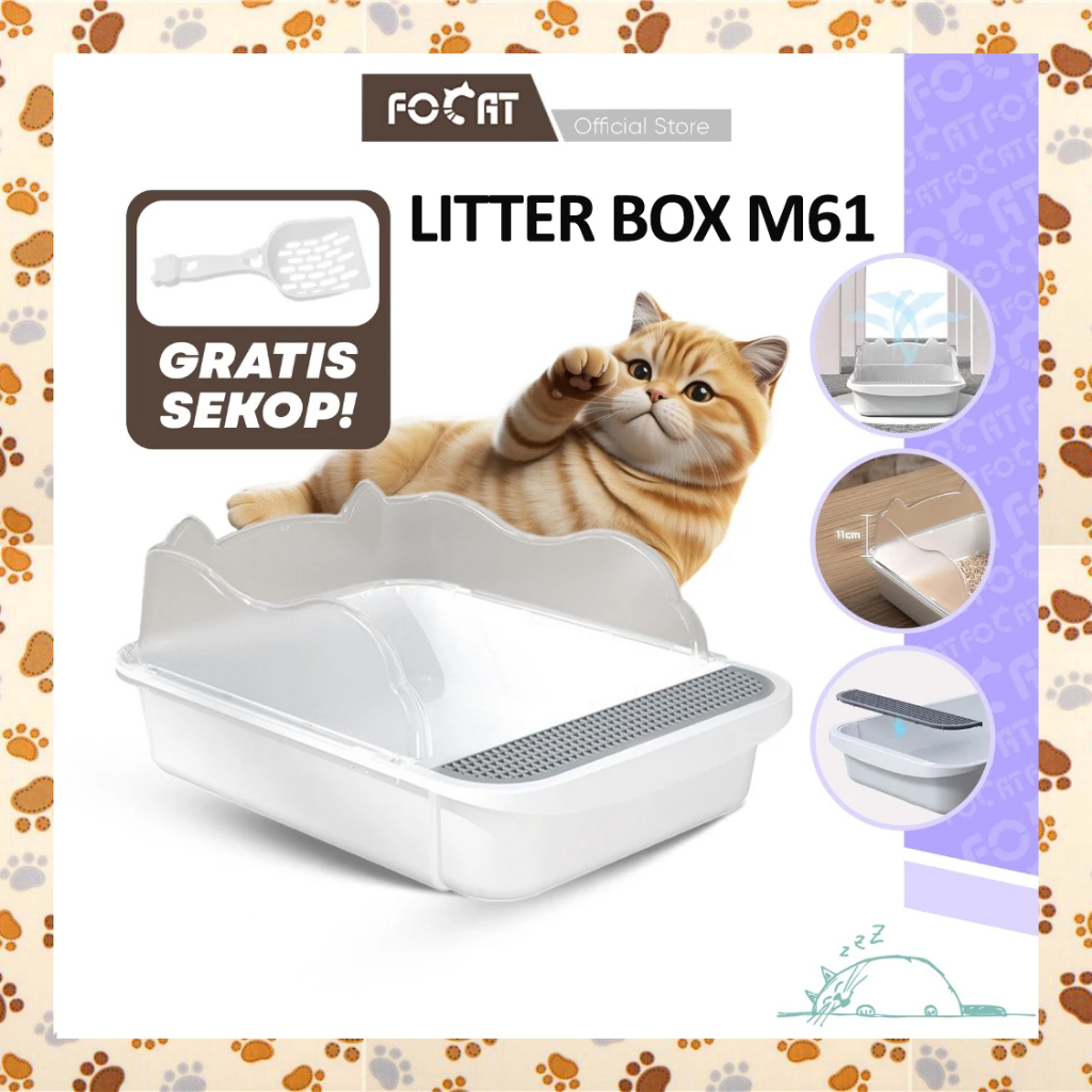 F41OPN Baskom Pasir Kucing JUMBO Besar M61 Cat Litter Box Pasir Tofu Gumpal Wadah Kotak Tempat Pup P