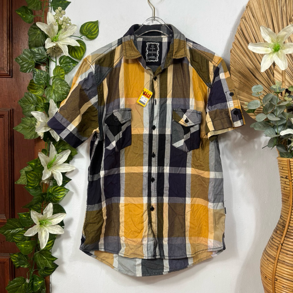 Kemeja Kotak Kuning Hitam Ezio Premium