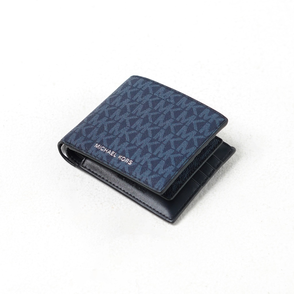 Dompet MK MONOGRAM NAVY WALLET WITH CARD HOLDER 100% ORIGINAL