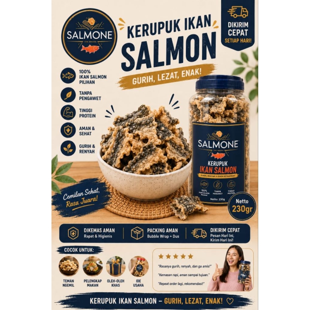 kerupuk kulit ikan salmon lokal matang 230 gram