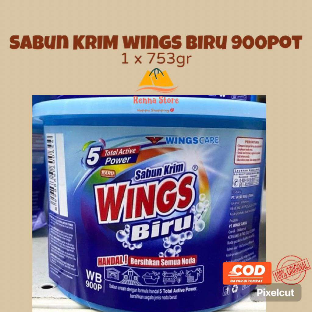Sabun Krim WINGS BIRU 900 pot 753gr
