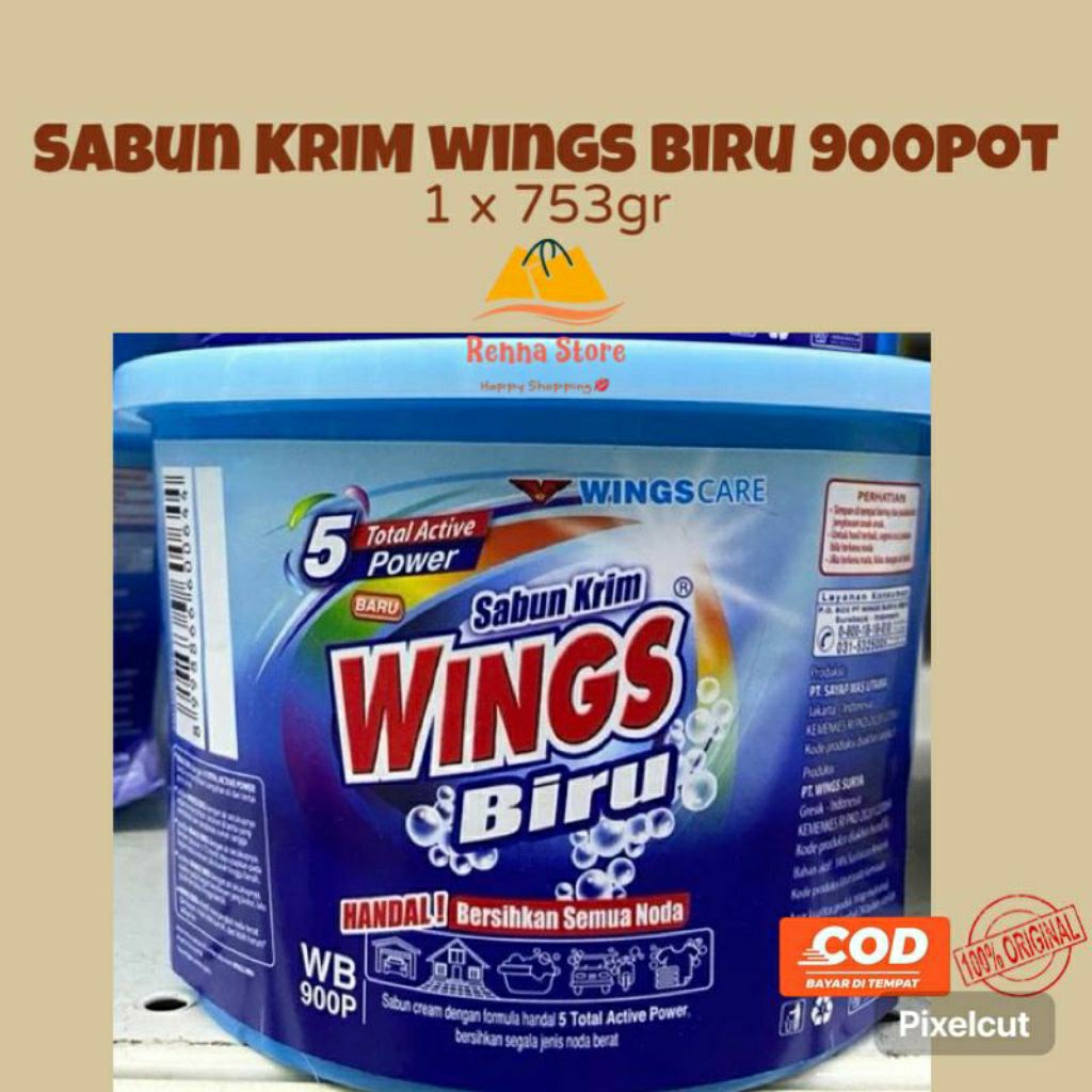 Sabun Krim WINGS BIRU 900 pot 753gr