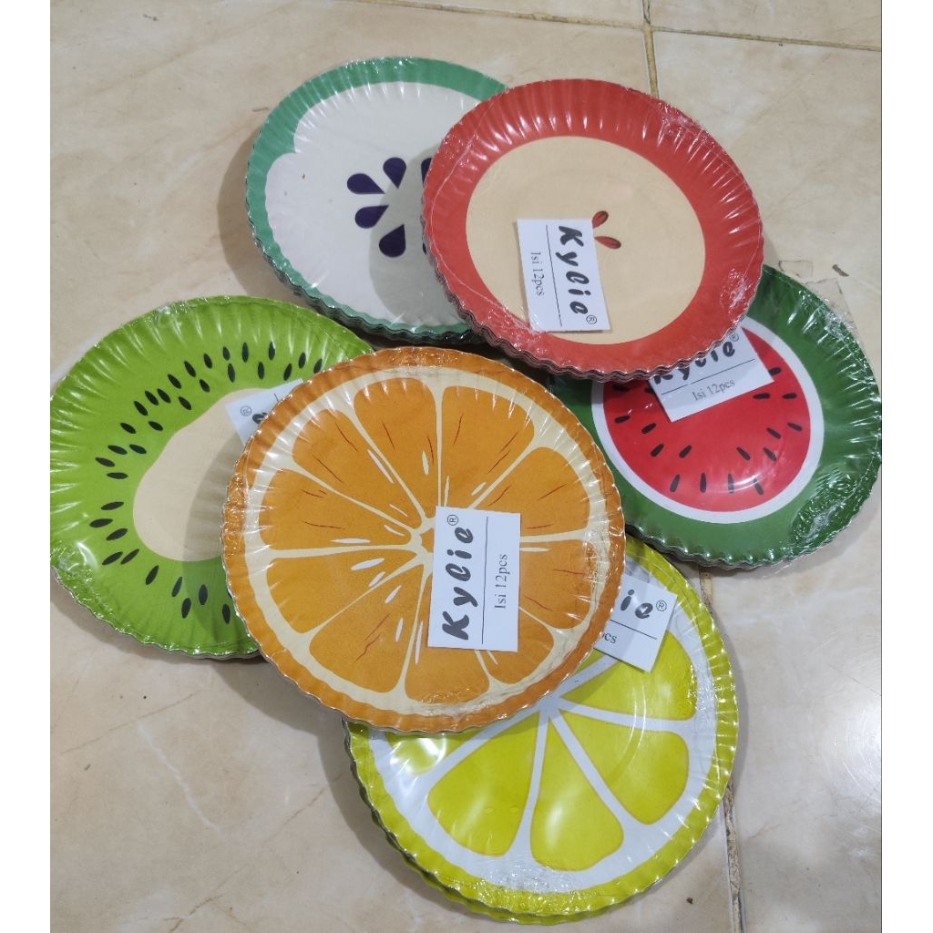 Piring kertas kilat | piring kue | piring motif buah
