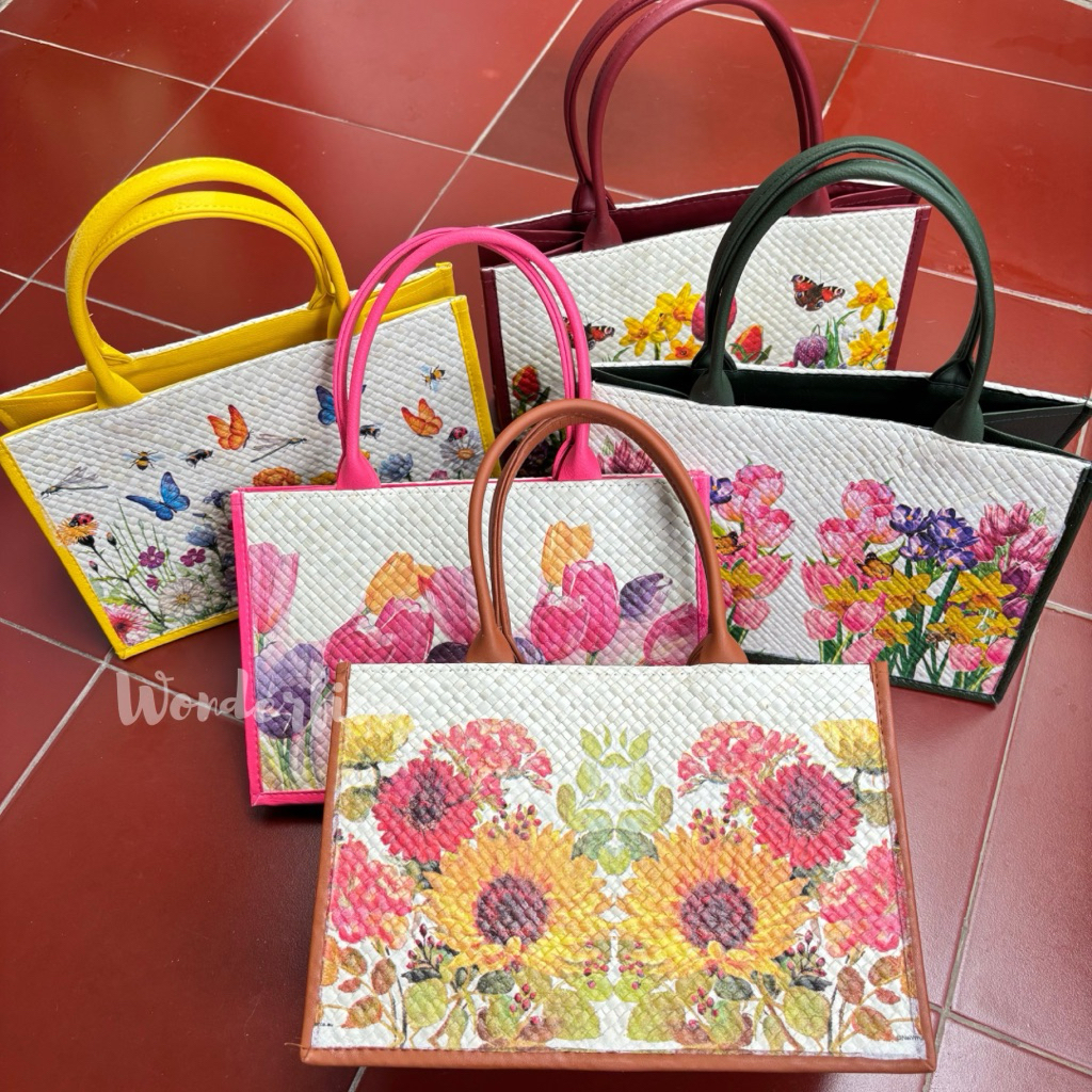 Tas anyaman pandan decoupage kotak hampers parcel etnik
