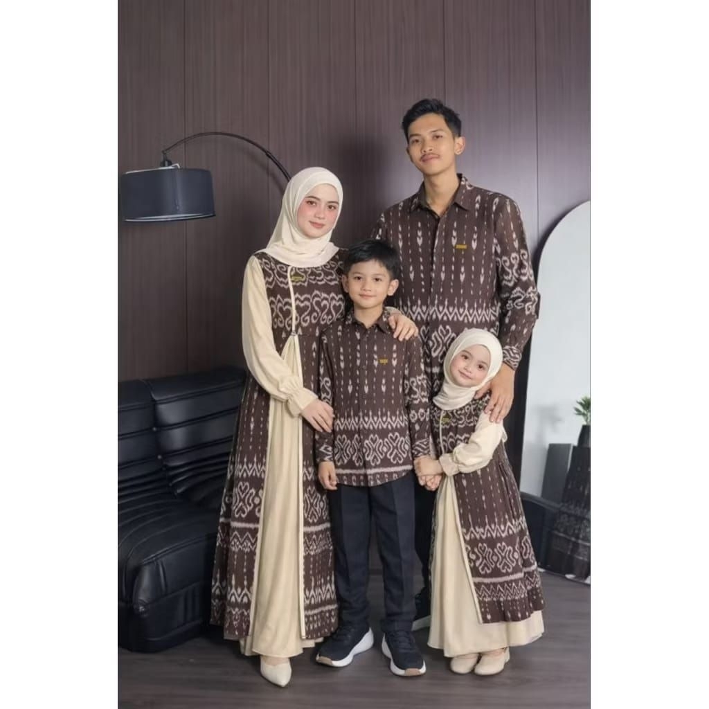TENUN RR - GAMIS COUPLE TENUN HANA GAMIS SET COUPLE & KEMEJA MODERN GAMIS COUPLE KOMBINASI KREM TILE