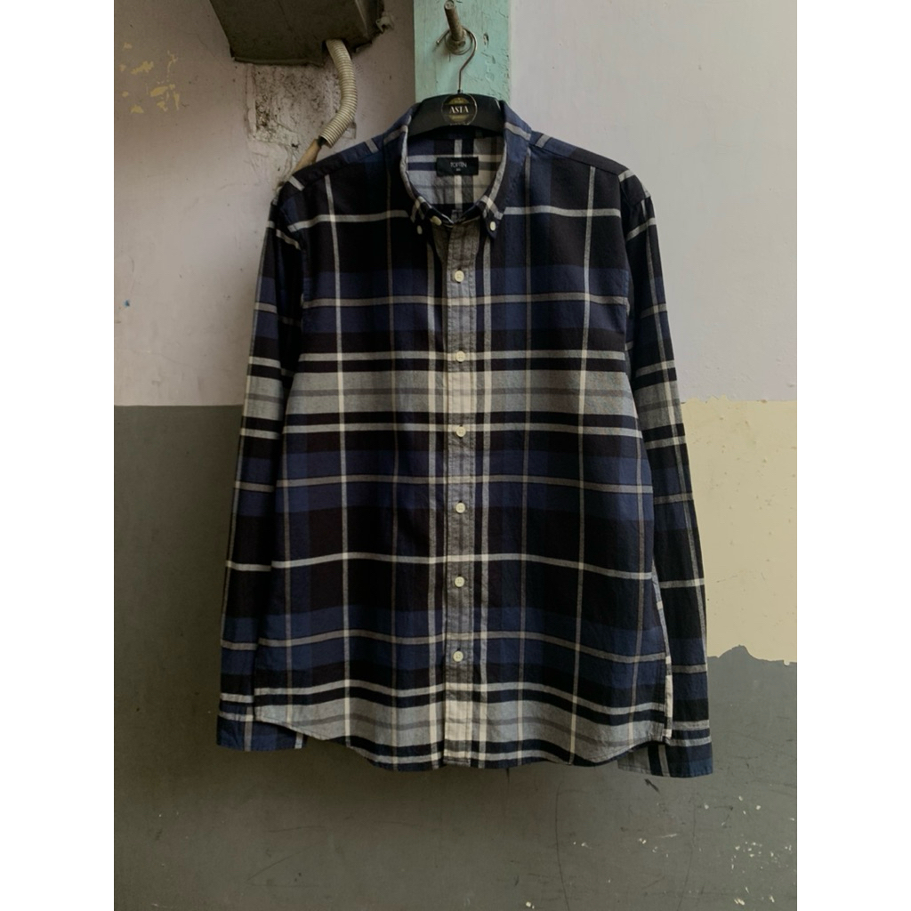 kemeja pria Topten lengan panjang motif kotak preloved