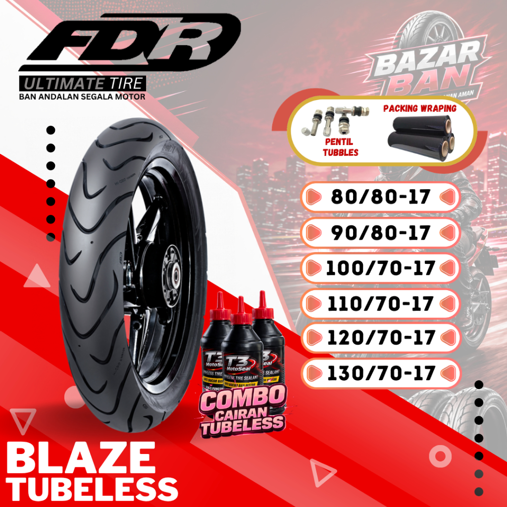 (PRODUKSI TERBARU) BAN FDR BLAZE TUBELESS RING 17 ( 80/80-17 / 90/80-17 / 100/70-17 / 110/70-17 / 12