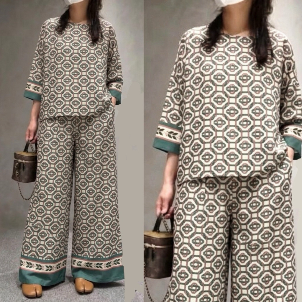 Qitty oneset , baju kotak-kotak