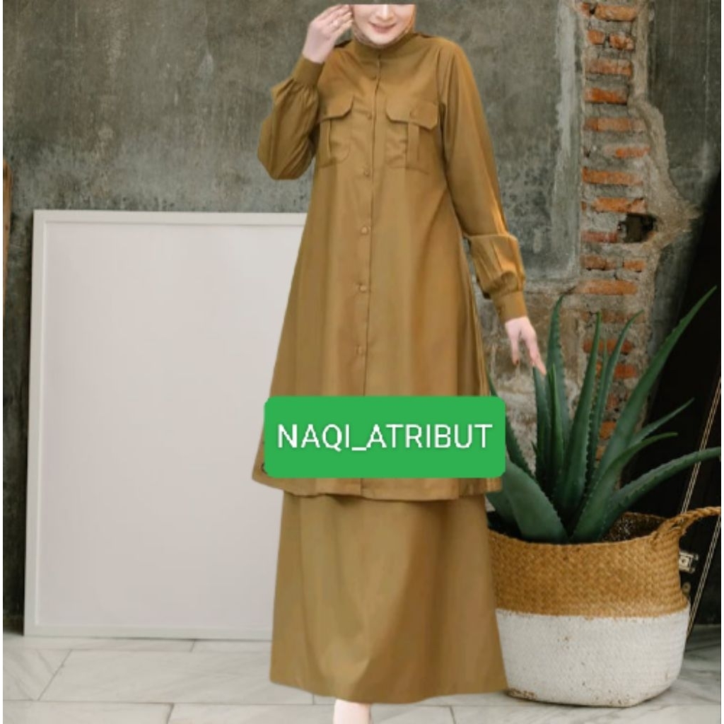 SET SERAGAM PNS WANITA MODEL TUNIK SERAGAM GURU SERAGAM PEMDA PNS MODEL TUNIK BORDIR TIMBUL 3D