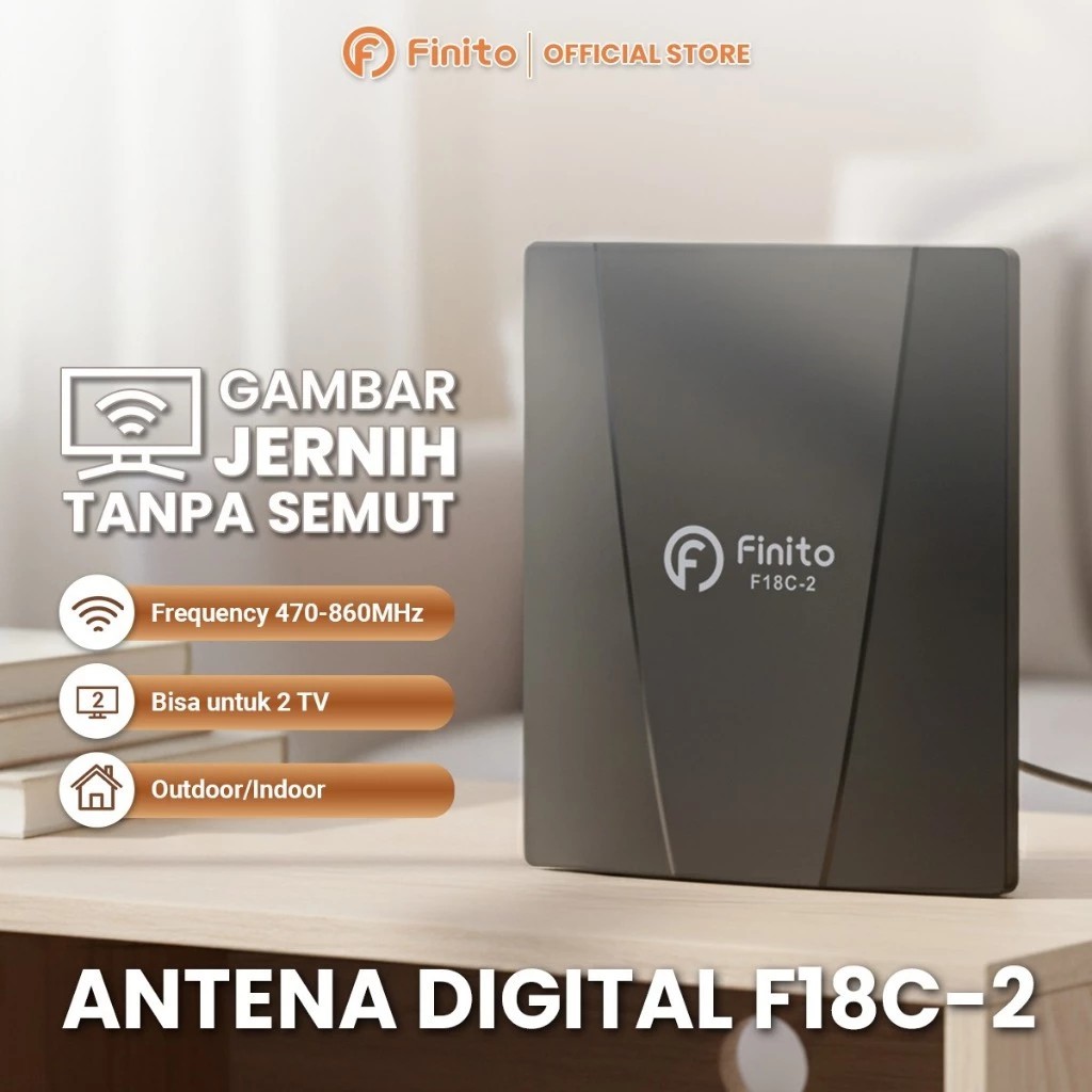 FINITO Antena Digital F18C-2 Intra Version 2 TV Indor Outdoor Support TV Digital dan STB Smart TV