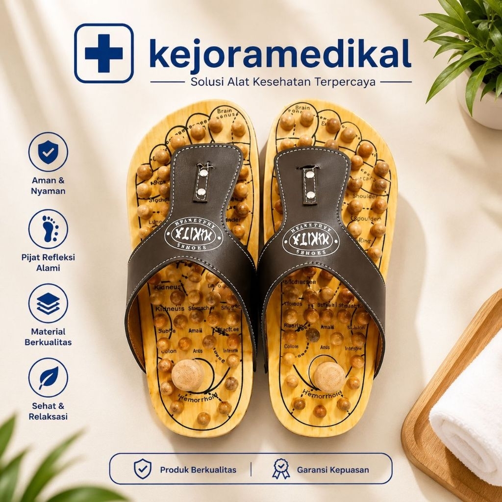 {KEJORAMEDIKAL} SENDAL JEPIT KAYU NIKITA / SENDAL KESEHATAN / TERAPI REFLEKSI AKUPUNKTUR