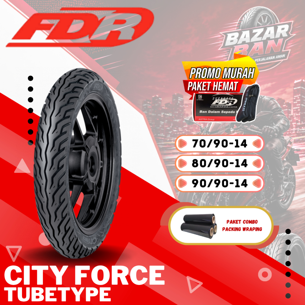 (PRODUKSI TERBARU) BAN FDR NON TUBLES CITY FORCE RING 14 / BAN FDR TUBETYPE  ( 70/90-14 - 80/90-14 -
