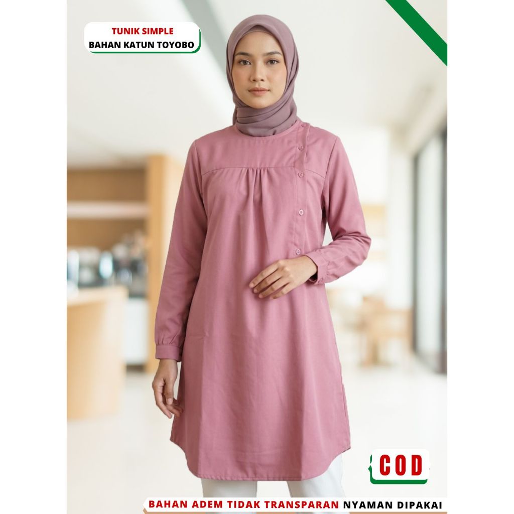 Baju Tunik Wanita Remaja Muslimah Bahan Katun Toyobo Premium Adem Busui Terbaru Kekinian E8