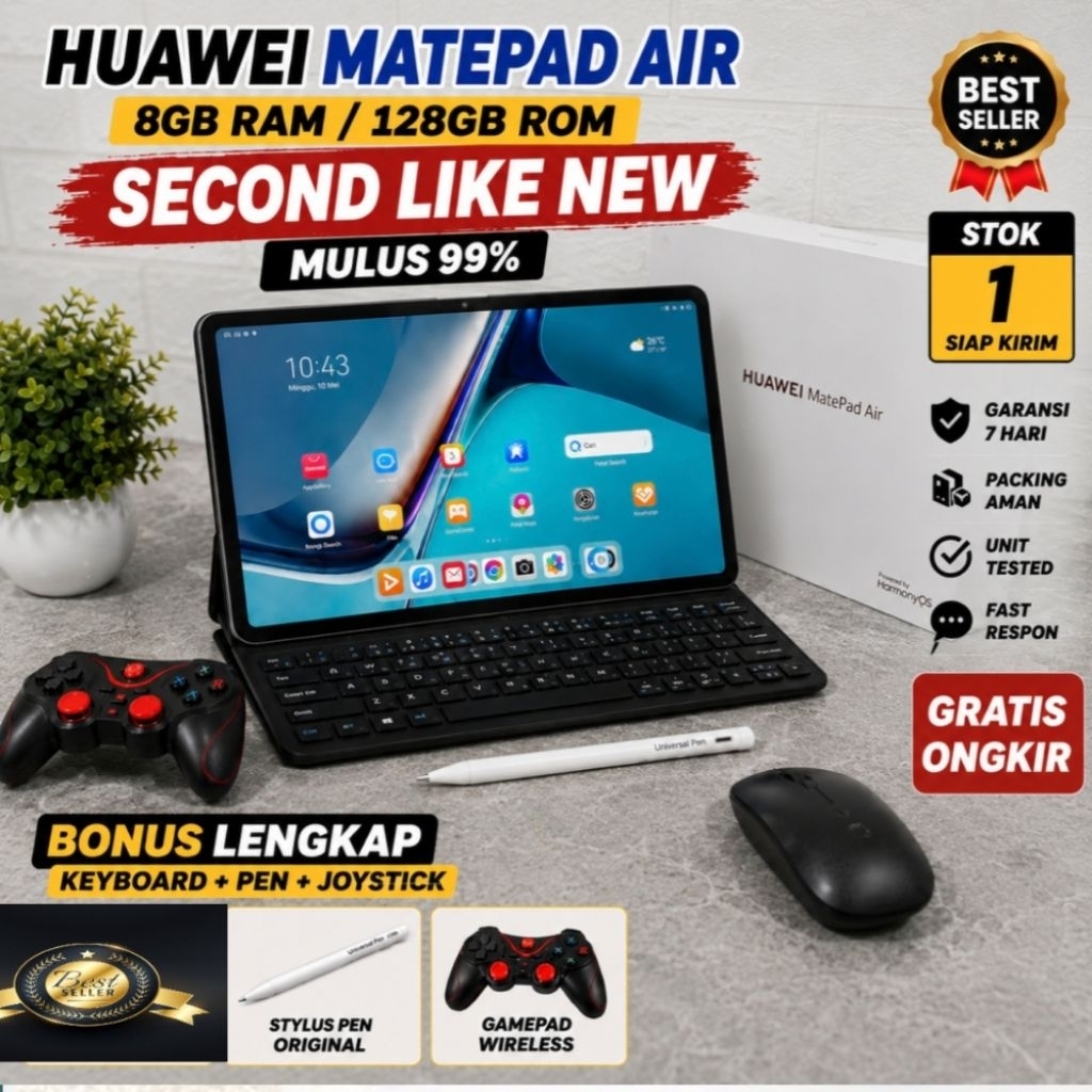 Huawei MatePad Air 11.5 Ram 8 128GB Second Like New Bonus Keyboard SPen Joystick Wireless Tablet Kul