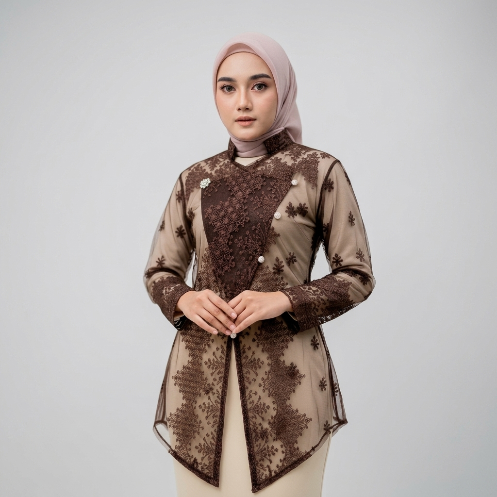 Outer brokat kebaya janggan / outer tunik brokat modern / outer kebaya wisuda keondangan